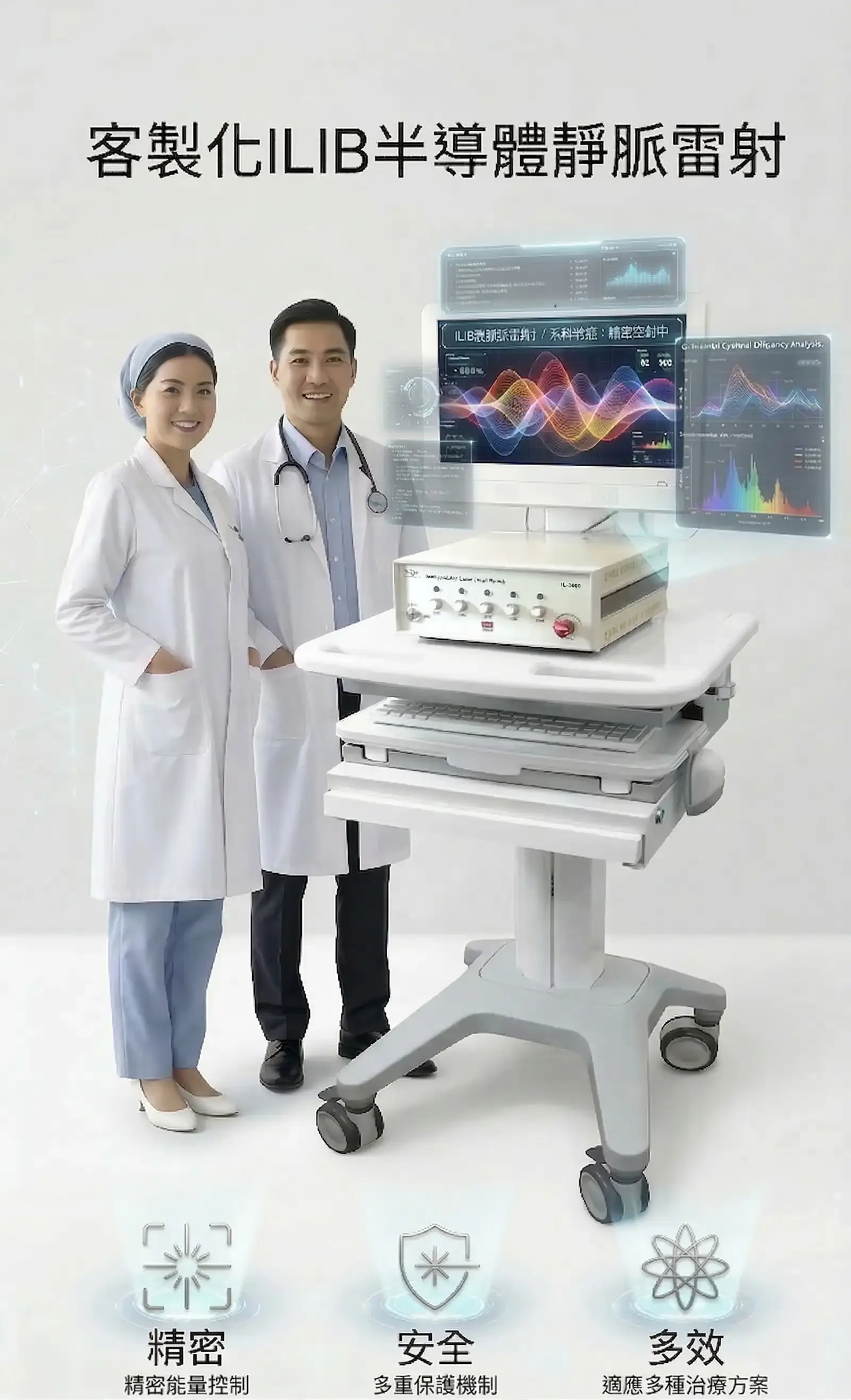 高健診所預防醫學診所 ILIB靜脈雷射:促進血液循環、活化細胞修復、穩定自律神經。高雄小港靜脈雷射推薦,適合慢性疲勞、睡眠不佳、血液循環不良、三高族群日常保養。電話 07-802-7828
